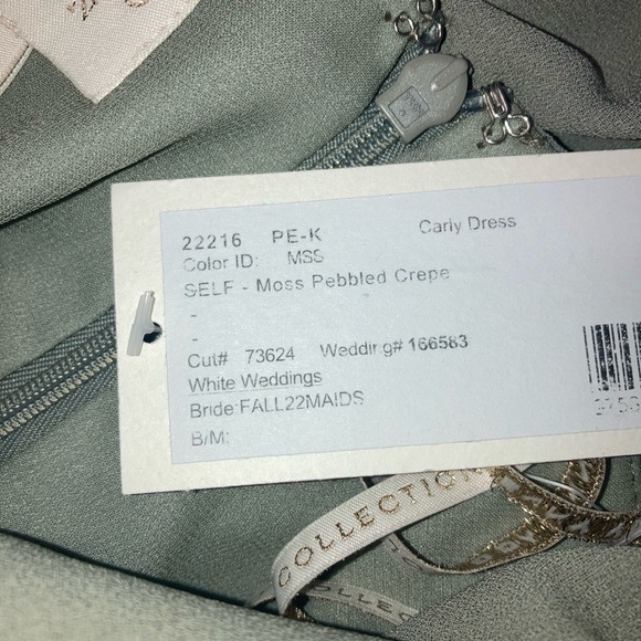 NWT Jenny Yoo Carly One Shoulder Bridesmaid Dress in Moss Pebbled Crepe Sz 10 - Picture 15 of 16